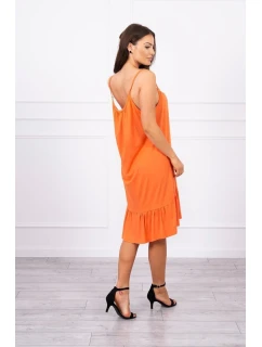 Šaty s tenkými ramienkami tmavo marhuľovej farby