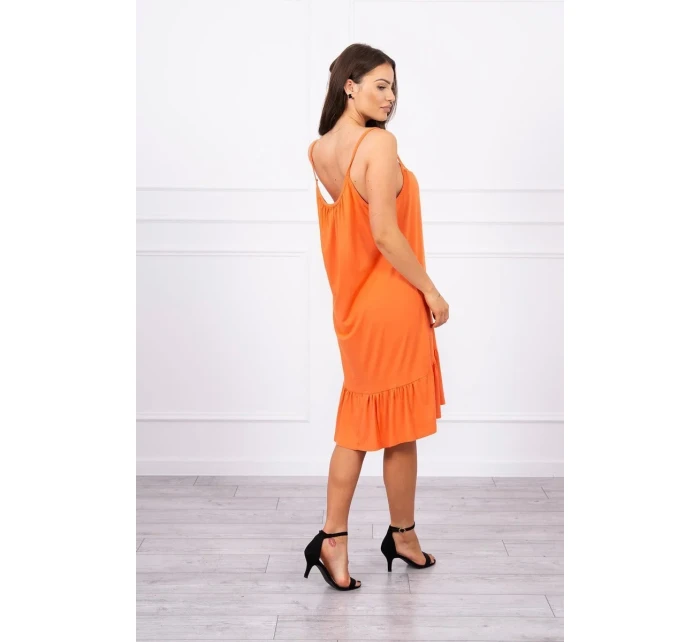 Šaty s tenkými ramienkami tmavo marhuľovej farby