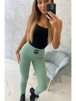 Pruhované legíny s vysokým pasem tmavě mátové Pruhované legíny s vysokým pasem tmavě mátové