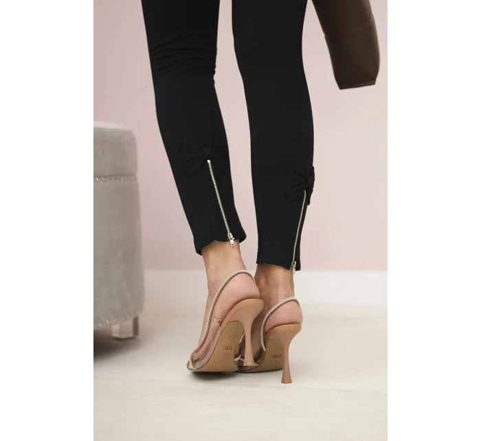 Bavlnené nohavice s mašľou čierne