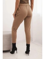 Dámské kalhoty z bavlny s vázáním v pase a nohavicemi model 21768704 - K-Fashion