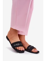 Płaskie Klapki Damskie Z Paskiem I Sprzączką Czarne Zilina Płaskie Klapki Damskie Z Paskiem I Sprzączką Czarne Zilina