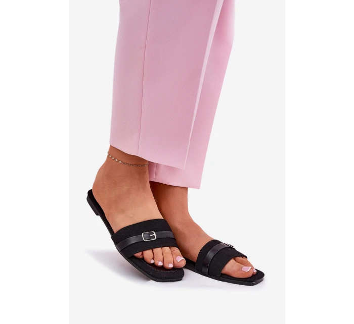 Płaskie Klapki Damskie Z Paskiem I Sprzączką Czarne Zilina Płaskie Klapki Damskie Z Paskiem I Sprzączką Czarne Zilina