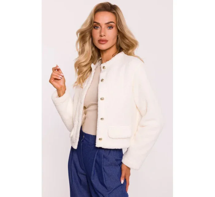 M807 Orezaná bunda s medvedíkom - ecru