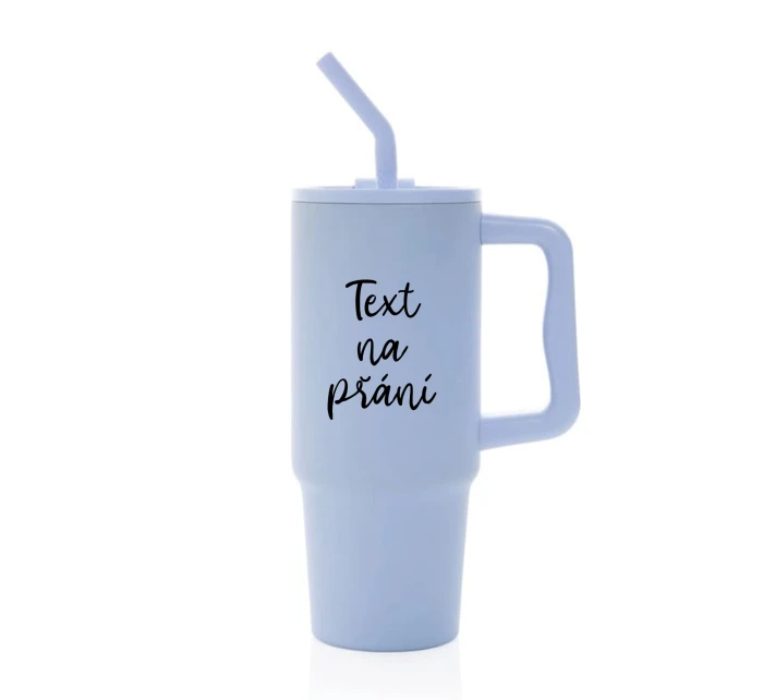 TEXT NA PŘÁNÍ - světle modrý cestovní termohrnek 900 ml