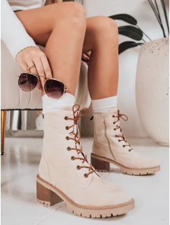 Dámské semišové šněrovací boty béžové Dstreet model 21993870 - FashionStreet
