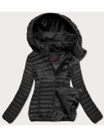 Čierna prešívaná dámska bunda s kapucňou (2021-09)