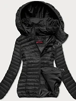 Čierna prešívaná dámska bunda s kapucňou (2021-09)