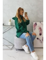 Zateplená mikina so zipsom na chrbte tmavo zelená