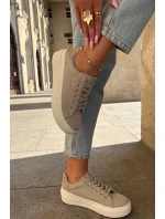 Materiałowe Trampki Damskie Na Platformie Big Star RR274465 Beżowe Materiałowe Trampki Damskie Na Platformie Big Star RR274465 Beżowe