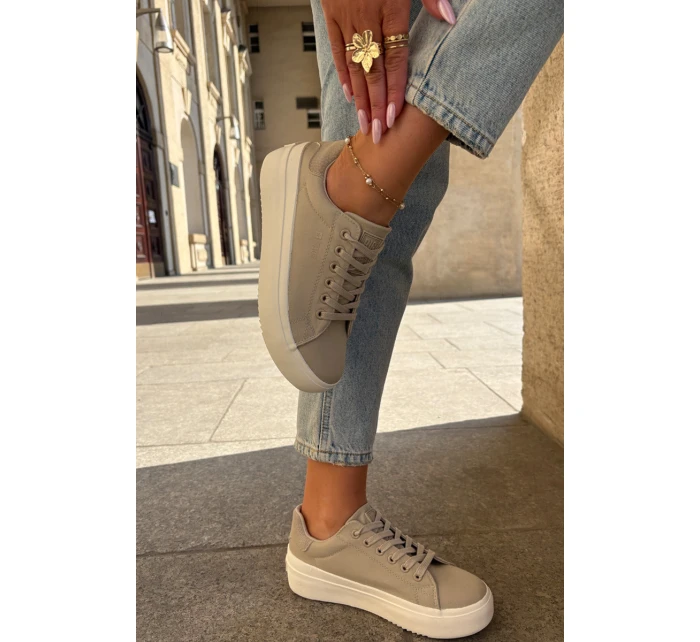 Materiałowe Trampki Damskie Na Platformie Big Star RR274465 Beżowe Materiałowe Trampki Damskie Na Platformie Big Star RR274465 Beżowe