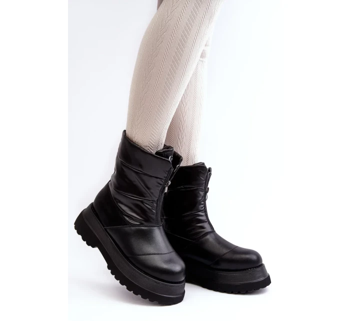 Dámské sněhule na silné podrážce se zipem GOE černá