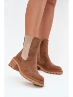 Dámske členkové topánky Zoralia na klinčeku - tmavo béžové