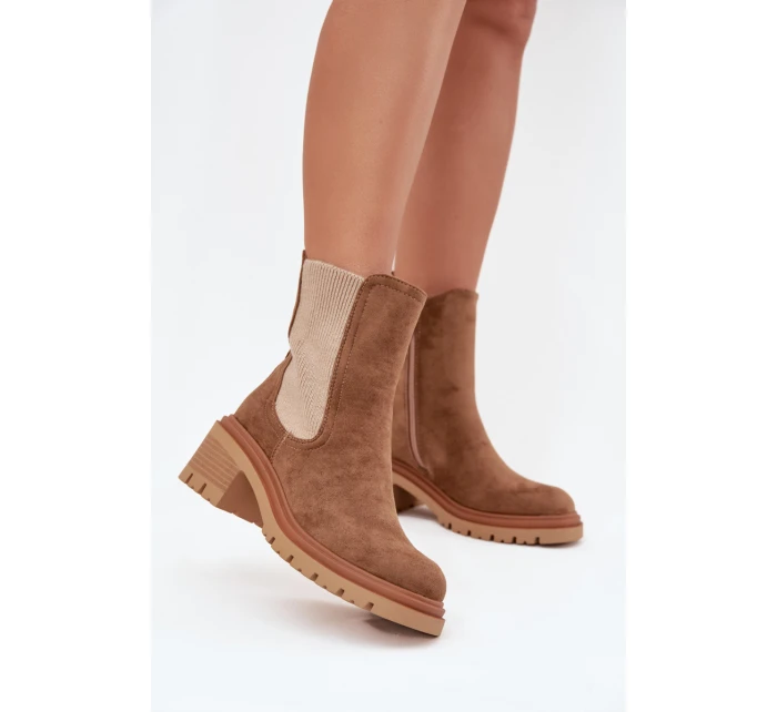 Dámske členkové topánky Zoralia na klinčeku - tmavo béžové
