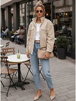 Dámská semišová bunda bomber model 22393406 béžová - FashionStreet Dámská semišová bunda bomber model 22393406 béžová - FashionStreet