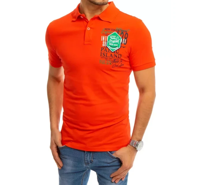 FashionStreet koralové polo tričko s potlačou PX0368 FashionStreet koralové polo tričko s potlačou PX0368