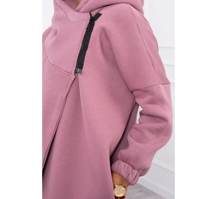 Krátka mikina na zips tmavoružová