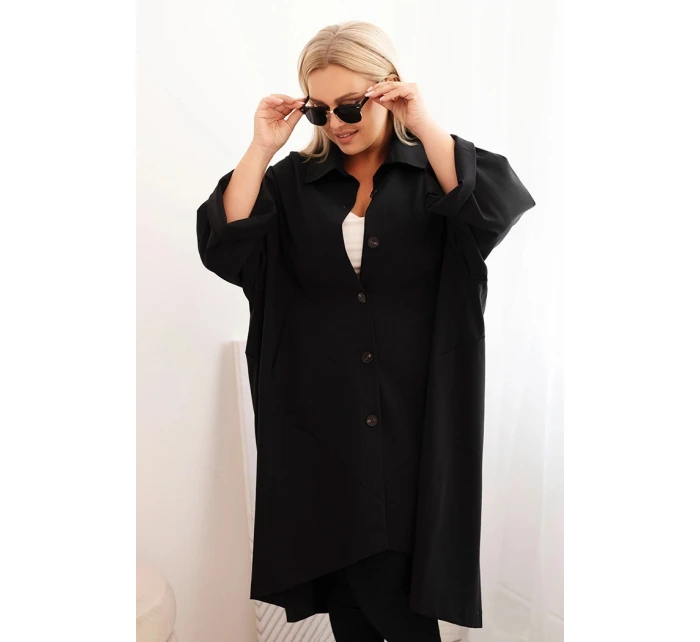 Dámská plus size model 21268079 Punto s bavlnou a knoflíky černá - K-Fashion Dámská plus size model 21268079 Punto s bavlnou a knoflíky černá - K-Fashion