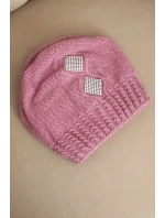 Dámská zimní čepice z vlny s krystaly model 21750414 grafitová - K-Fashion Dámská zimní čepice z vlny s krystaly model 21750414 grafitová - K-Fashion