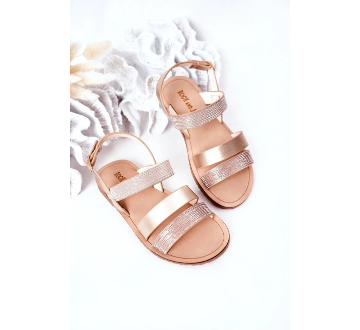Dziecięce Błyszczące Sandały Różowe Złoto Natalie