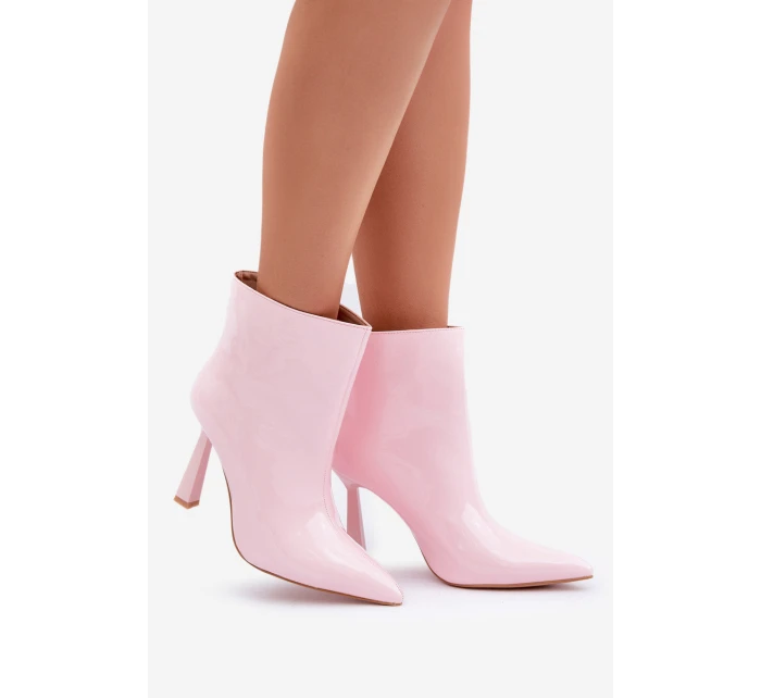 Lakierowane Botki Na Szpice Wsuwane Jasnoróżowe Seliri Lakierowane Botki Na Szpice Wsuwane Jasnoróżowe Seliri