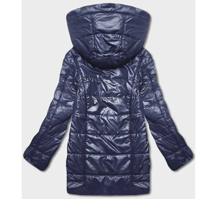 Tmavě modrá dámská bunda s asymetrickým zipem model 19401024 - S'WEST