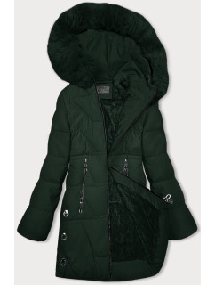 Tmavo zelená dámska zimná bunda s kožušinovou podšívkou S'west (R8166-10)