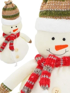 DEKORATÍVNY SNEHULIAK 23CM S ČIAPKOU A ŠÁLOM