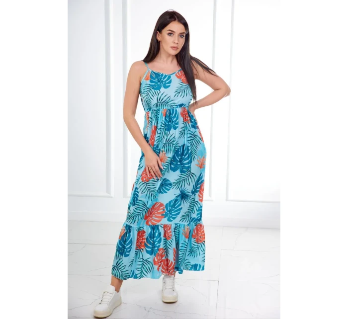 Šaty s motívom listov v mätovej farbe