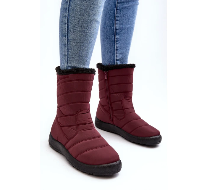 Wysokie Damskie Ocieplane Śniegowce Bordowe Luxina