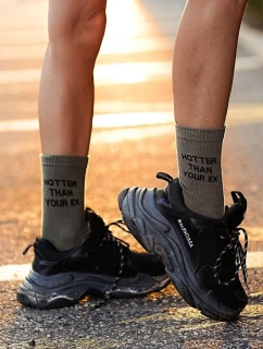 Dámské ponožky s nápisem  Your Ex olivové model 21679087 - Milena