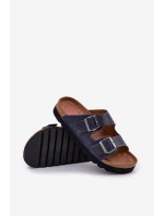 Lekkie Klapki Męskie Z Klamrami Eko Skóra Big Star NN174530 Granatowe Lekkie Klapki Męskie Z Klamrami Eko Skóra Big Star NN174530 Granatowe