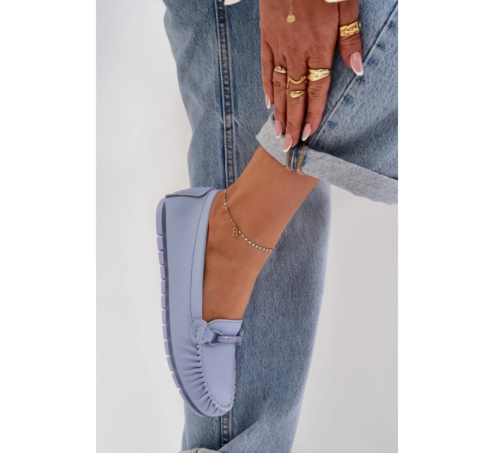 Ploché Kožené Mokasiny S Ozdobou model 21686056 Modré - S.Barski