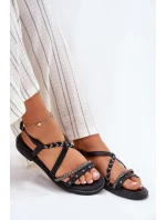 Ploché Sandály S Ozdobnými Pásky model 21697171 Černé - VINCEZA