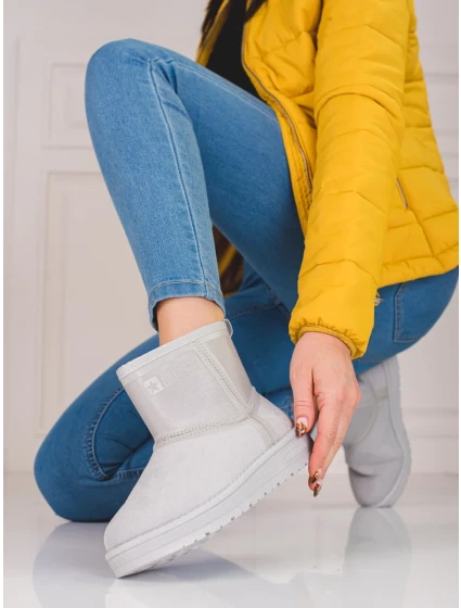 Klasické sněhule šedo-stříbrné dámské bez podpatku Klasické sněhule šedo-stříbrné dámské bez podpatku