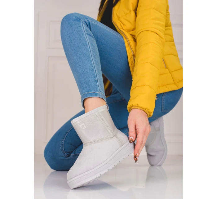 Klasické sněhule šedo-stříbrné dámské bez podpatku Klasické sněhule šedo-stříbrné dámské bez podpatku