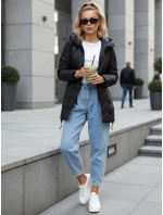 Dámska prechodná prešívaná bunda s kapucňou čierna FashionStreet TY5611