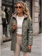 Kurtka damska przejściowa pikowana z kapturem zielona model 22342152 - FashionStreet Kurtka damska przejściowa pikowana z kapturem zielona model 22342152 - FashionStreet