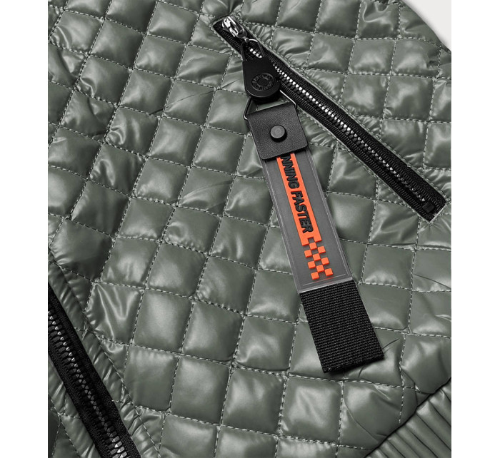Krátká prošívaná bunda v khaki barvě se stahovacími lemy model 17099478 - ROSSE LINE