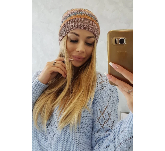 Fleecová čiapka Patrycja K254 horčicová+hnedá