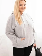 Dámska bavlnená mikina s kapucňou a klokankou v šedej farbe