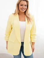 Dámska elegantná bunda nadrozmernej veľkosti žltá