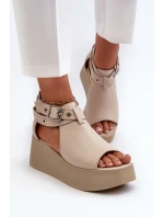 Kožené sandály na Beige model 21659891 - Zazoo