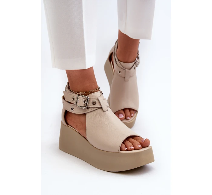 Kožené sandály na Beige model 21659891 - Zazoo