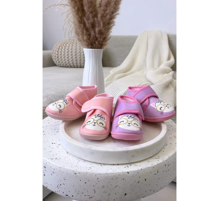 Dětské pantofle na suchý zip fialové Katline