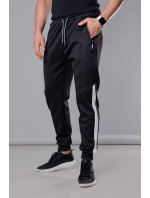 Čierno-biele pánske teplákové nohavice so vsadkami (8K172)