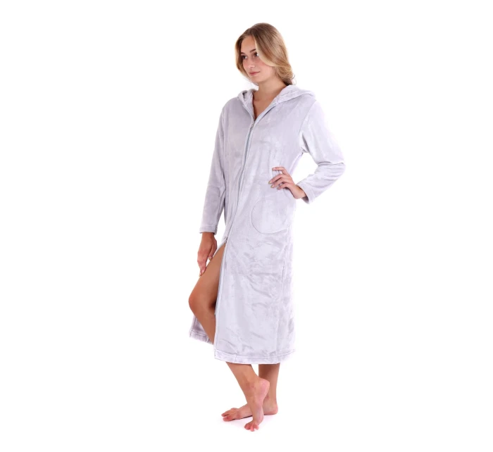 Dámsky župan Siena s kapucňou na zips 3656 Light Grey - Vestis