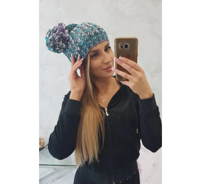Dámska čiapka s brmbolcom Maria K335 tyrkysová