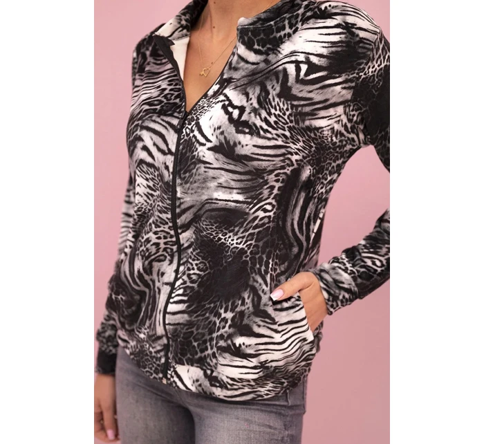 Dámska mikina na zips so zvieracou potlačou sivá Dámska mikina na zips so zvieracou potlačou sivá