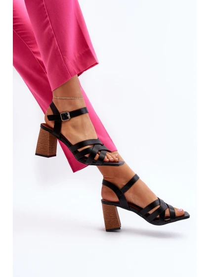 Sandały Damskie Na Słupku Czarne Opifiana Sandały Damskie Na Słupku Czarne Opifiana